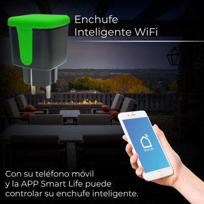 Enchufe Inteligente de Exterior WiFi 16A. Con Medidor de Consumo. Control  por App Smart Life.