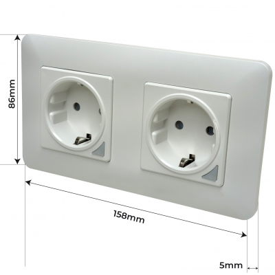 1820 - Enchufe WIFI Pared Doble - Medidas