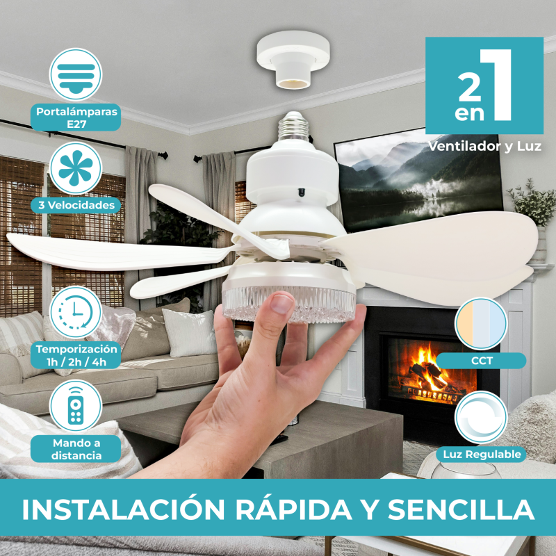 Ventilatore Da Soffitto Con Luce E Telecomando, 50 Cm, 6 Velocità E Cambio Colore Luce 3000K-6500K - Moderno, Silenzioso, Per Interno