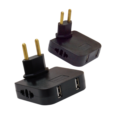 1949 - Ladron Enchufe Giratorio NEGRO - Pack2