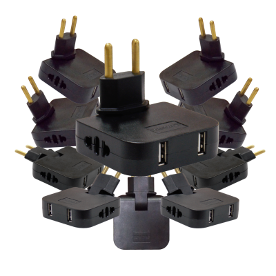 1949 - Ladron Enchufe Giratorio NEGRO - Pack10