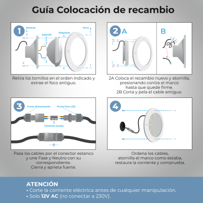 2161CW - Recambio foco piscina 45W - Instalación