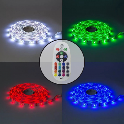 KIT Tira LED RGB Rollo de 5m Directa a 220v con Controlador y Mando 9
