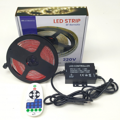 KIT Completo Tira LED Rollo de 5m Directa a 220v con Controlador y Mando 5