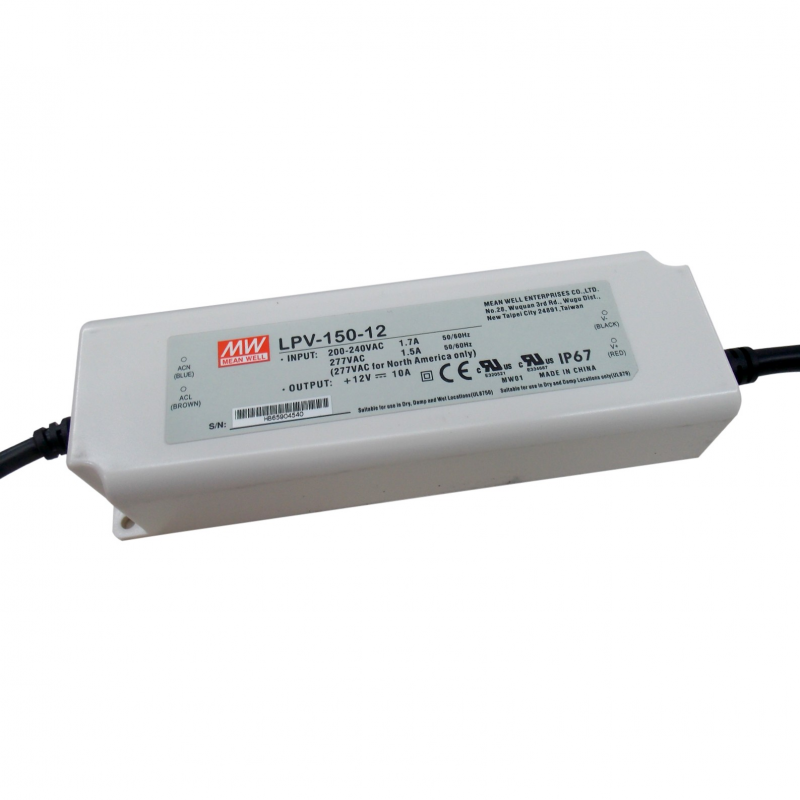 Alimentation 12V MEAN WELL 192W IP67 étanche Pour Bande LED, Spot LED, éclairage Extérieur