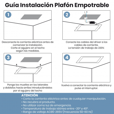 1743 - LED PANEL RECESSED SQUARE WITH SENSOR INSTALACION