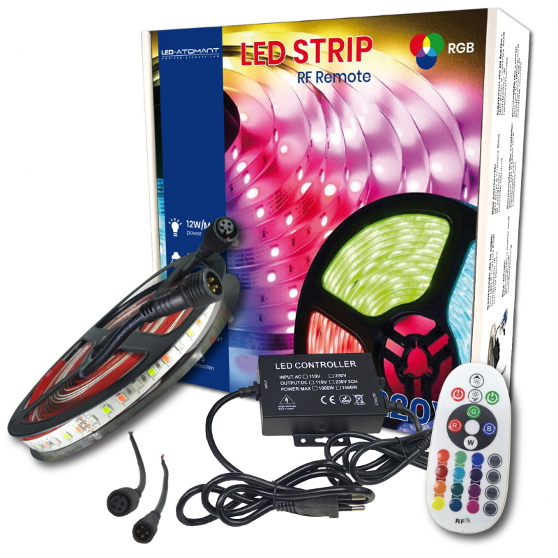 KIT RGB LED Strip 5M RF control and controller 60LED/m | LED ATOMANT